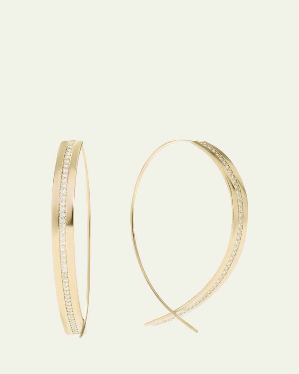 14k Flawless Vanity Single Row Diamond Upside Down Hoop Earrings
